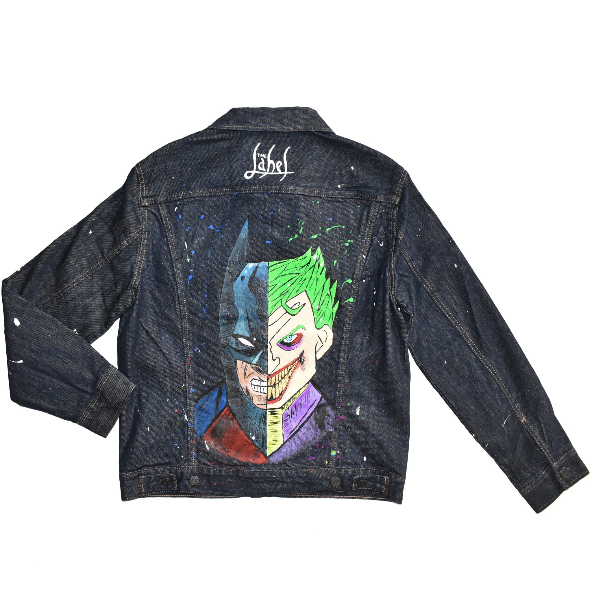 Joker Painted Denim Vest Batman Vs Joker Hand-Painted Denim Jacket
